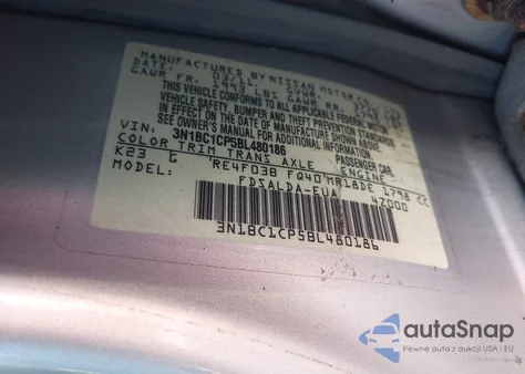 2011 Nissan Versa 1.8S из США, поврежденный, VIN 3N1BC1CP5BL480186